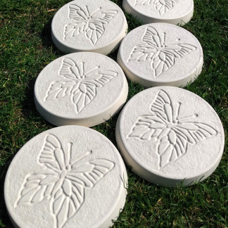Butterfly Garden Stepping Stones White Concrete