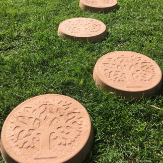 Six Terracotta Decorative Tree-Of-Life Stepping-Stones