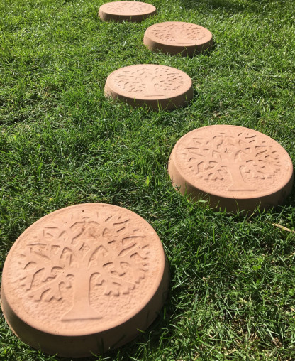 Six Terracotta Decorative Tree-Of-Life Stepping-Stones
